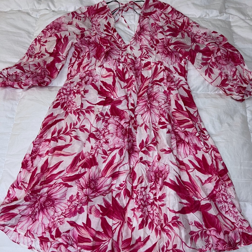 Pink floral beach dress